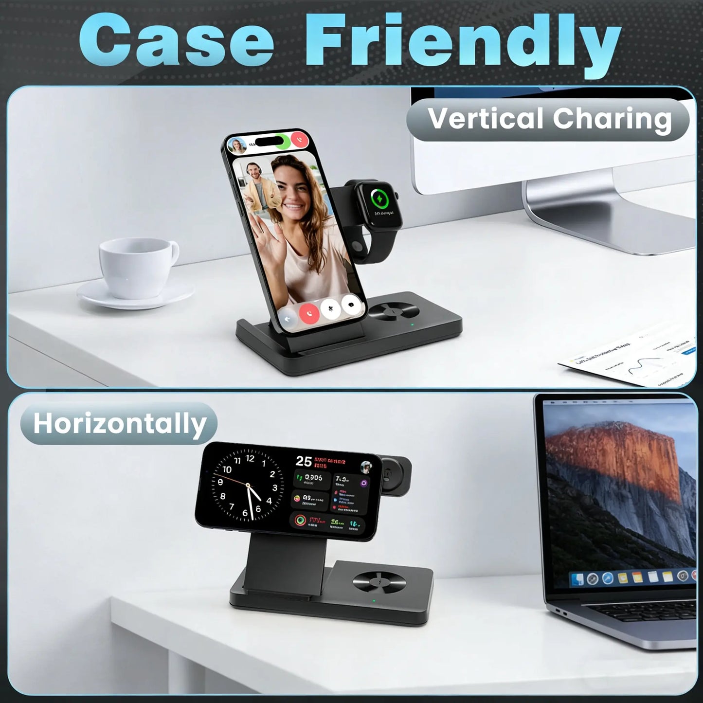 3 in 1 Magnetic Wireless Charger Qi2 15W Fast Charging Station for Iphone Apple Watch Airpods