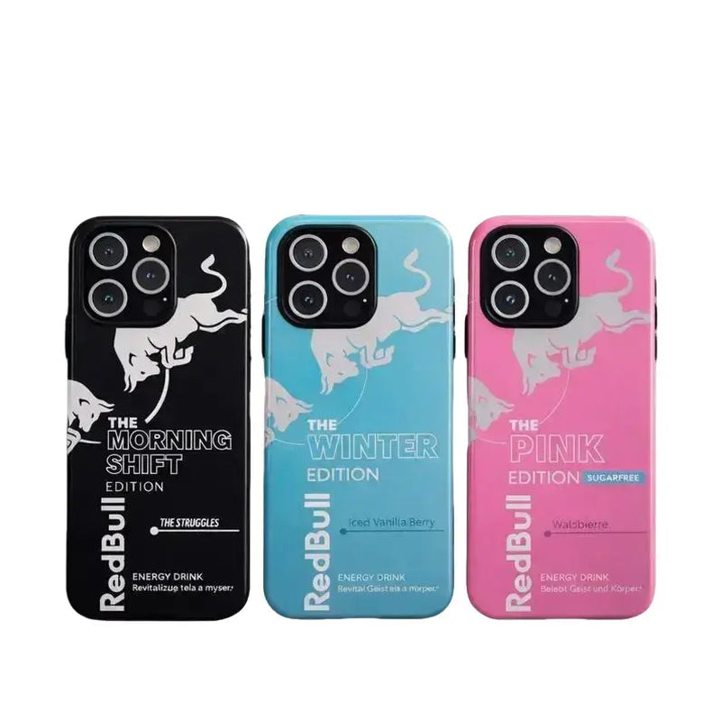 Red Bull Energy Drink-Themed Phone Case — Compatible with Iphone 17, 16, 15, 14, 13