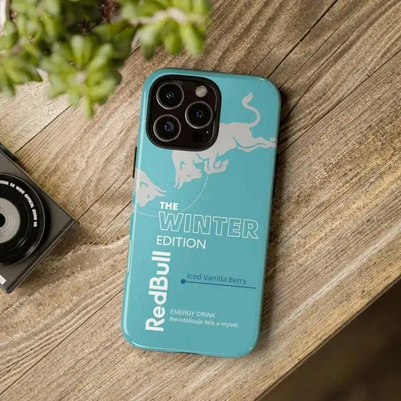 Red Bull Energy Drink-Themed Phone Case — Compatible with Iphone 17, 16, 15, 14, 13