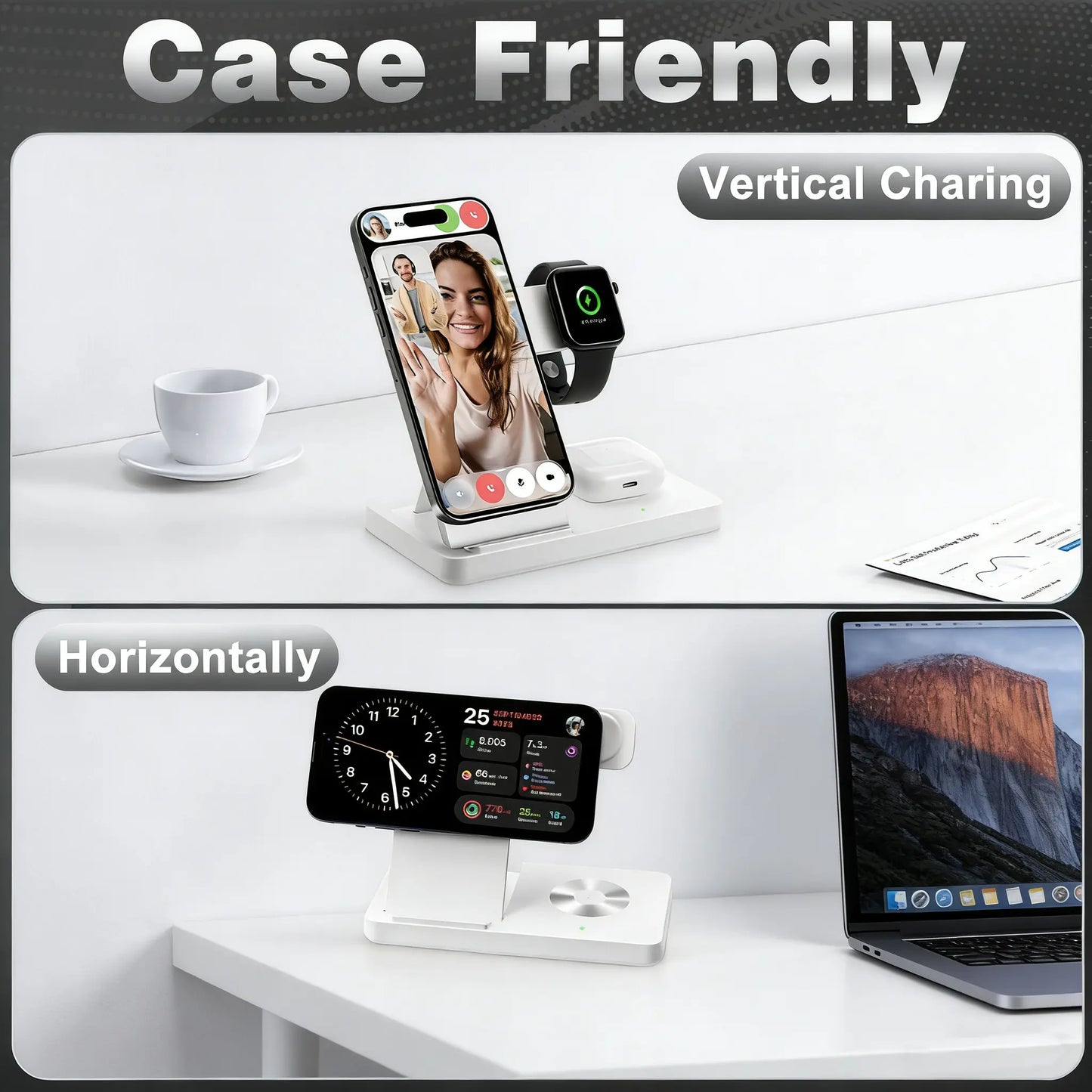 3 in 1 Magnetic Wireless Charger Qi2 15W Fast Charging Station for Iphone Apple Watch Airpods