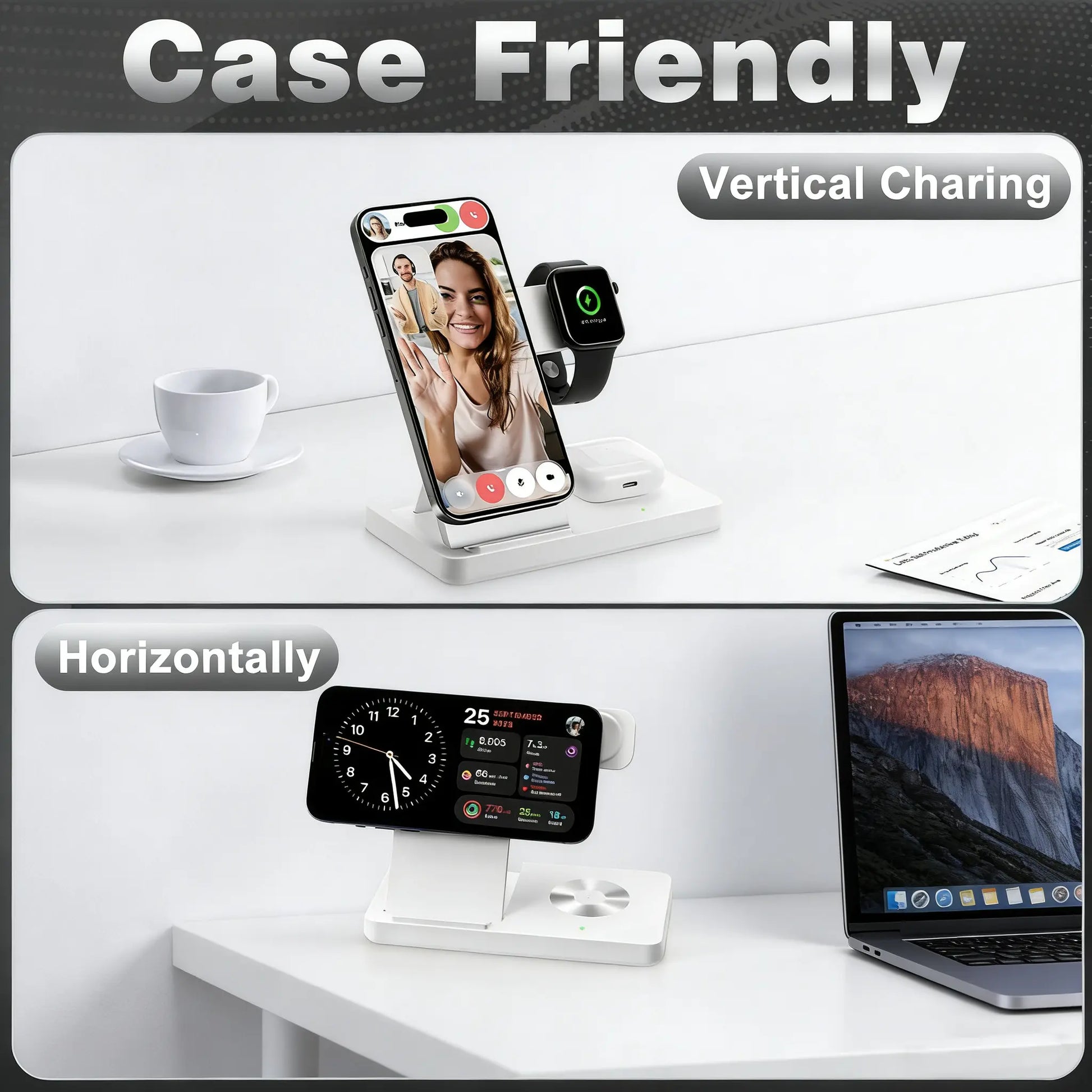 3 in 1 Magnetic Wireless Charger Qi2 15W Fast Charging Station for Iphone Apple Watch Airpods