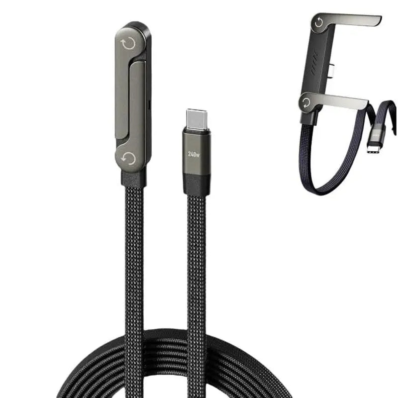 Sideways Phone Charger, 2 in 1 Invisible Holder Charger Cable, 240W Braided Fast Charge Cable with Built-In Phone Stand, 2026 New Foldable Durable USB-C Cord for Phone