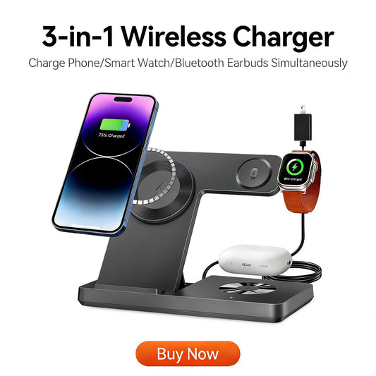 3 in 1 Magnetic Wireless Charger Qi2 15W Fast Charging Station for Iphone Apple Watch Airpods
